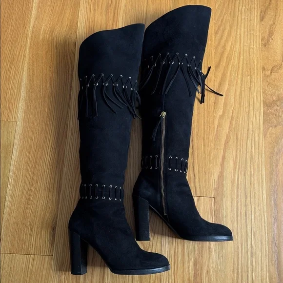 Rebecca Minkoff Black Over the Knee Fringe Boots, 8 - Picture 5 of 9
